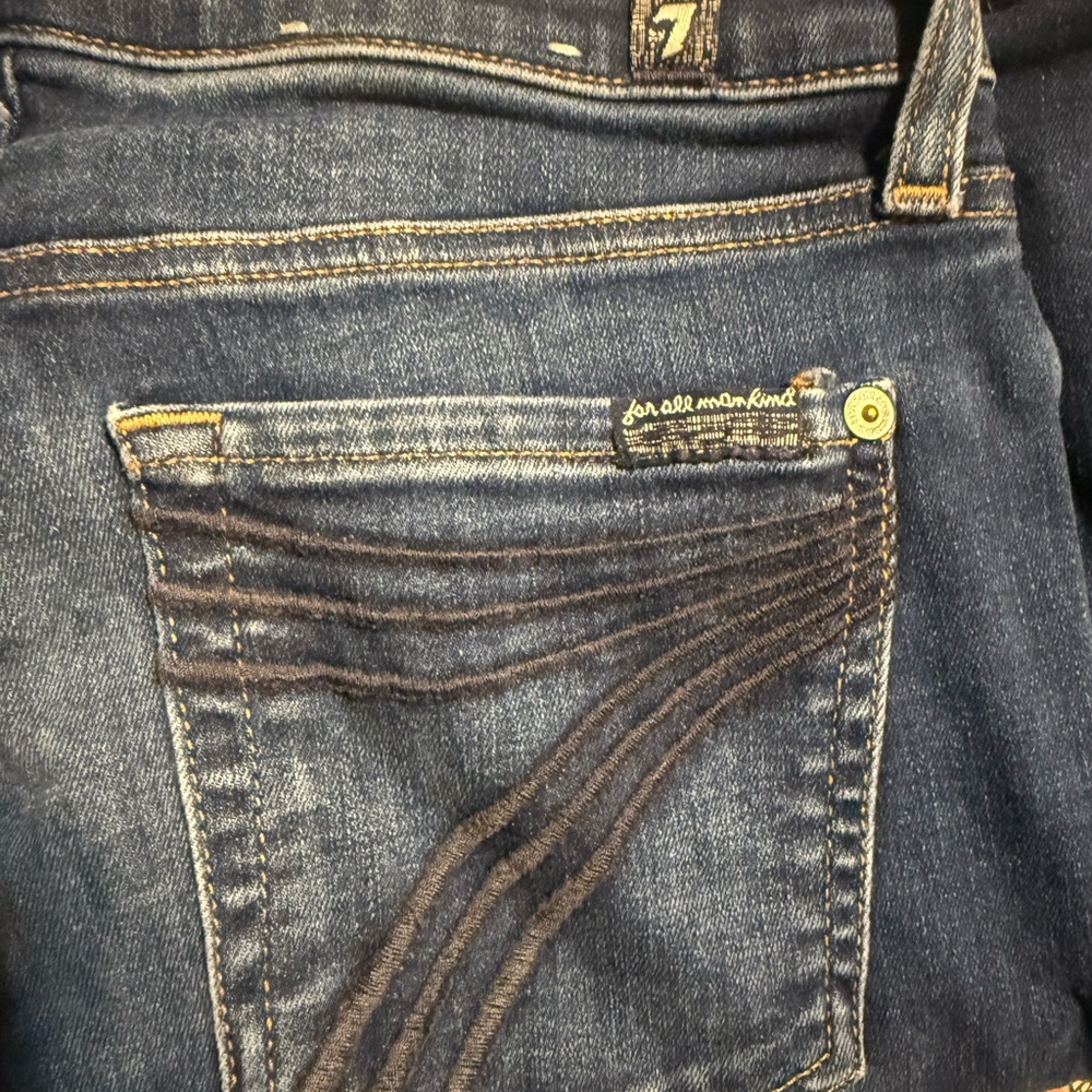 7 For All Mankind Women's Dark Indigo Dojo Trouser Jeans  Short 31” inseam